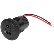 Power-USB-C-Doppelsteckdose PD/QC 12 - 24 V, max. 2 x 3 A mit LED