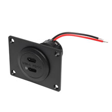 Power-USB-C-Doppelsteckdose PD/QC 12 - 24 V,  max. 2 x 3 A mit Montageplatte und LED